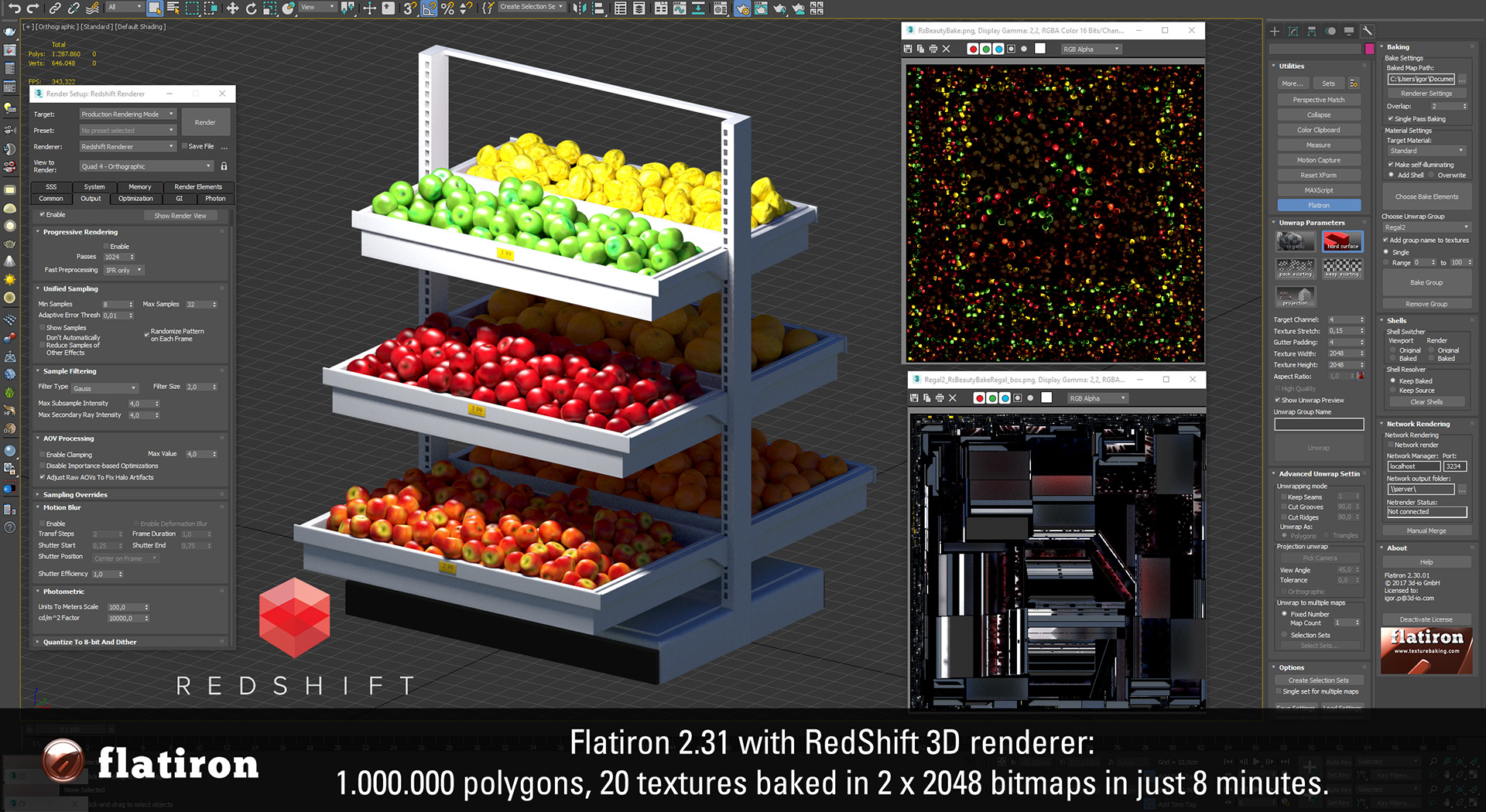 FlatIron 2.31 with Redsift 3d texture baking support