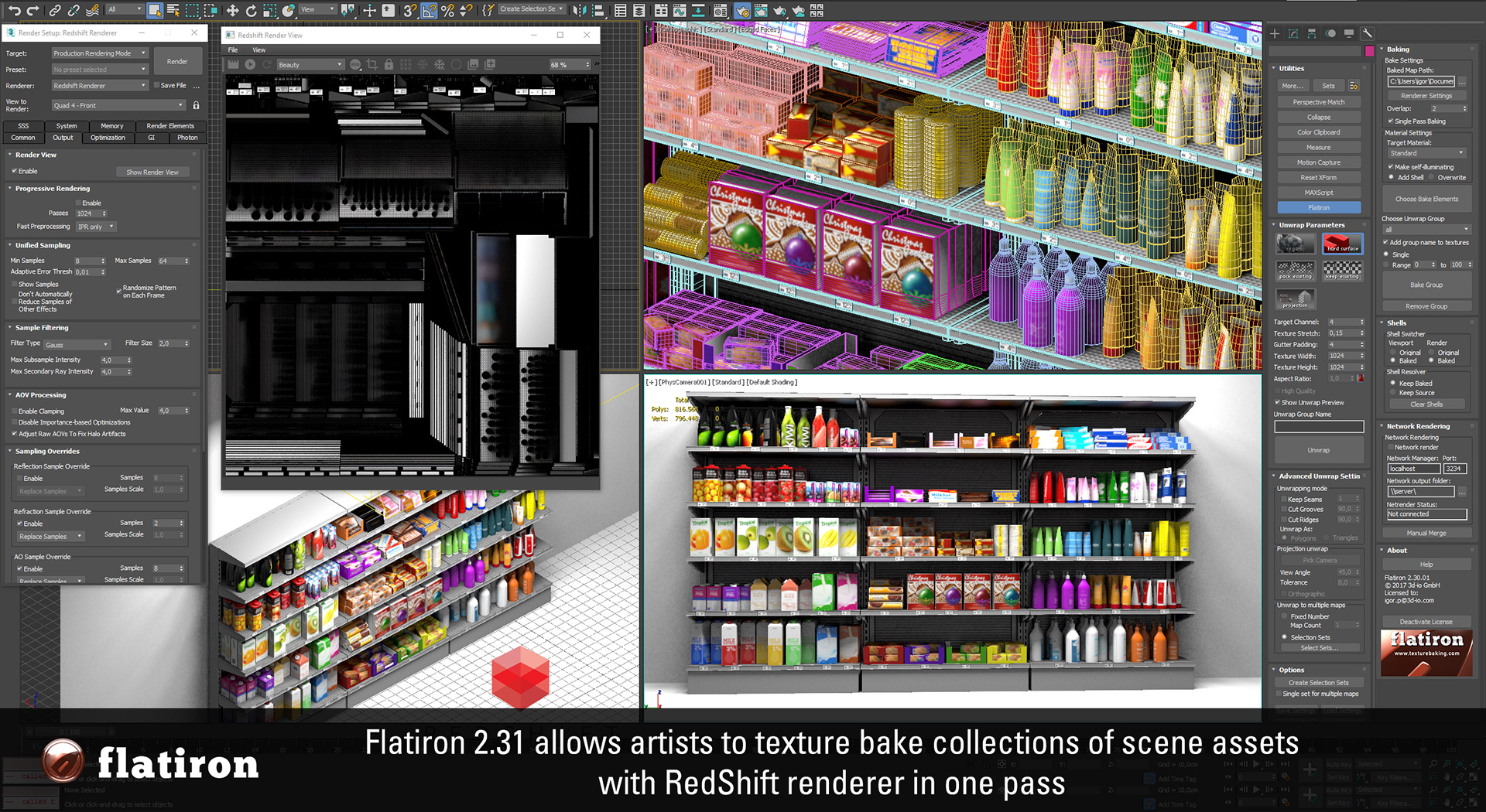 FlatIron 2.31 with Redsift 3d texture baking support