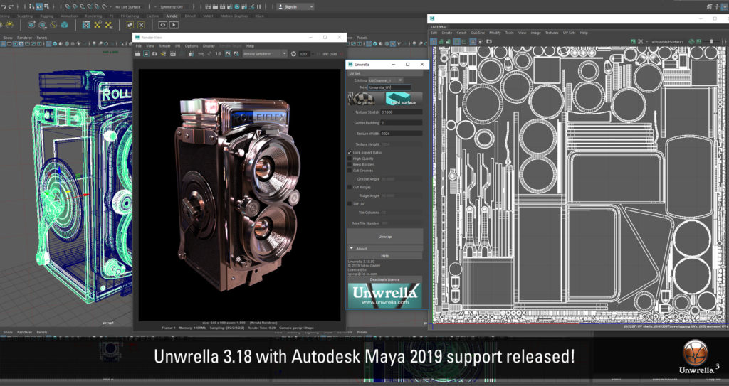 Unwrella 3.18 Update release with Autodesk 2019 support.